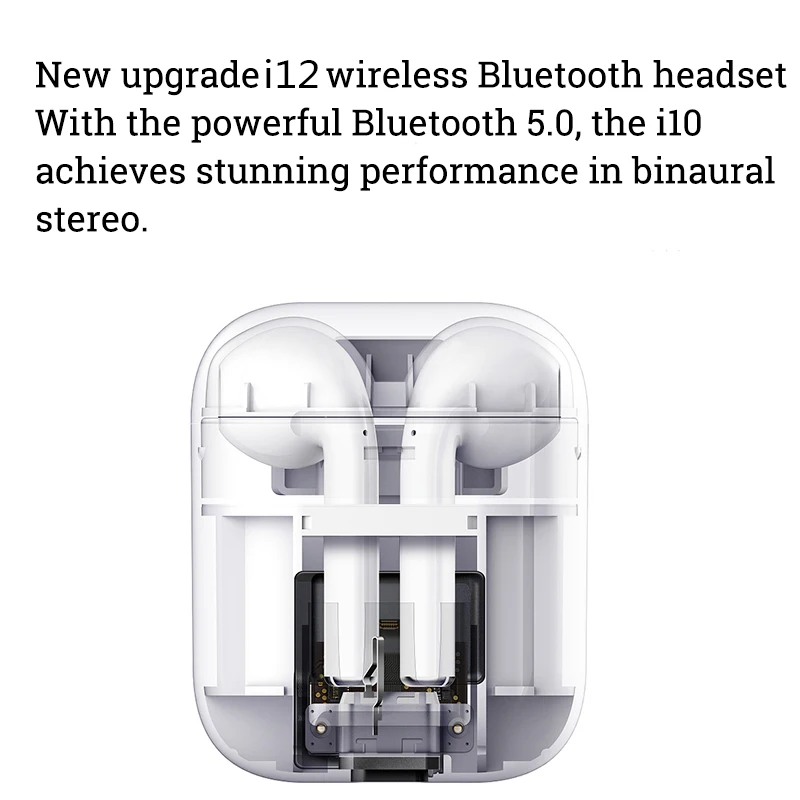 Беспроводные наушники Bluetooth 5,0 I12 Tws Air Ear 6D стерео сабвуфер гарнитура с зарядным устройством для IPhone Android PK W1 чип