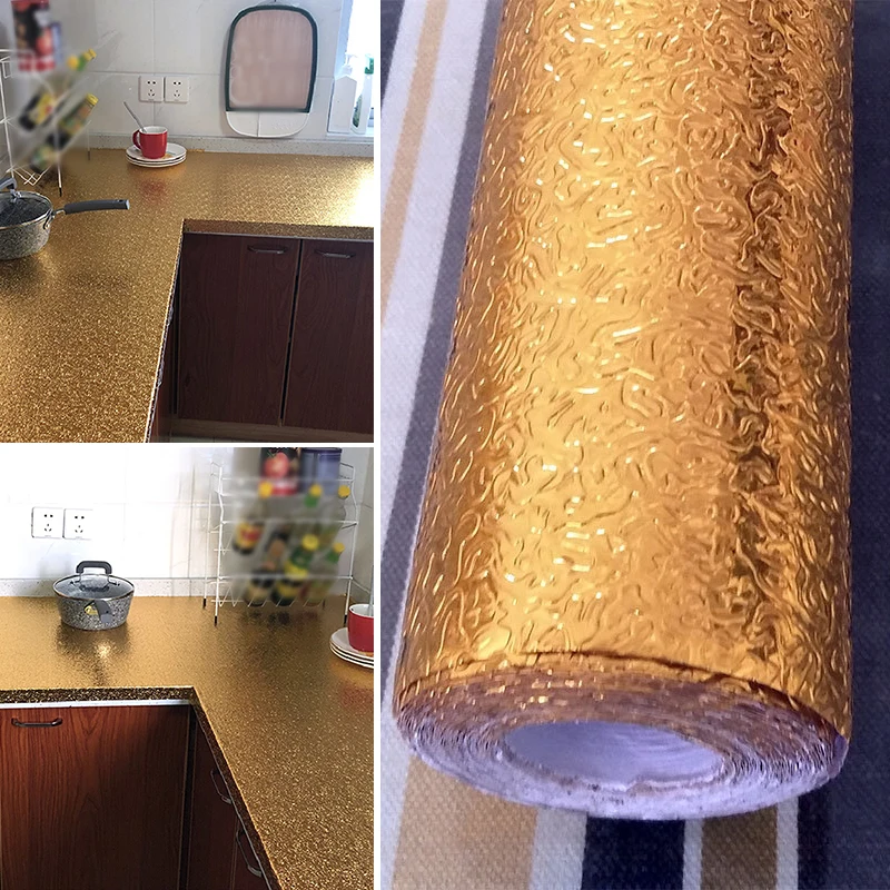 Водонепроницаемые наклейки на стену из алюминиевой золотой фольги для кухни