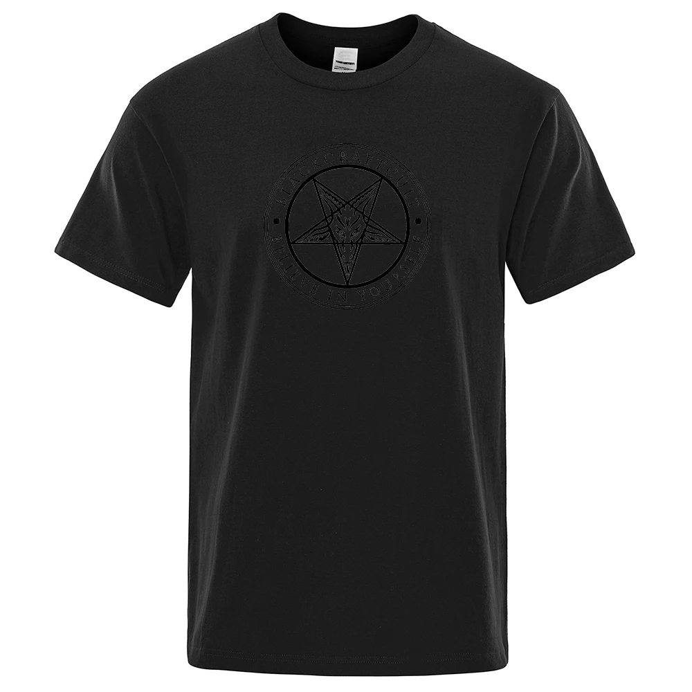 

Summer Loose Men T-Shirts Pentagram Gothic Occult Satan Printed Man's Tshirts Crewneck Breathable T Shirt Oversized Soft Tops