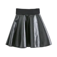 girls skirts new fashion pu faux leather jupe elastic waist baby girl tutu skirt autumn black kids short skirt children clothing
