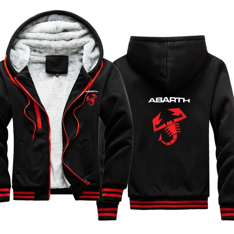 

2021 New winter Men Plus cashmere Hoodie uniform Abarth car logo printing Casual Plus velvet thickening Warm Male clothes