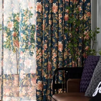 vintage style darkening grommet window curtains floral drapes print flat window pastoral polyester cotton exterior installation