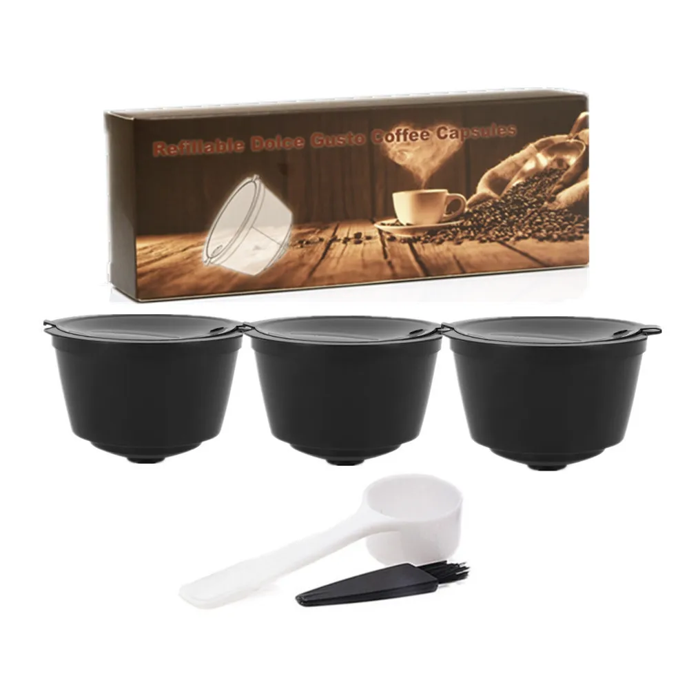 1st Black 3 шт Dolci Gusto многоразовые кофейные капсулы фильтр Basker многоразовые 200 раз капсула капельница для dolcegusto получить кисточку ложка - Цвет: 1st Black