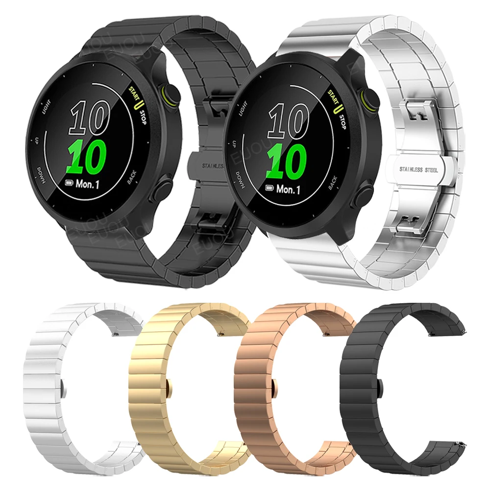 

Металлический ремешок из нержавеющей стали с застежкой-бабочкой для Garmin Forerunner 55, браслет Forerunner 245 645, музыкальный браслет, ремешок для часов