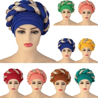 latest shinning sequins turban cap for women ready female head wraps african auto geles aso oke headtie already made headties