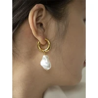 circle earrings new vintage high imitation women jewelry baroque pearl earrings