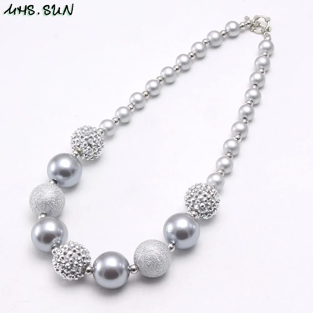 Массивное ожерелье из бусин MHS.SUN серебристые Стразы для маленьких детей круглые