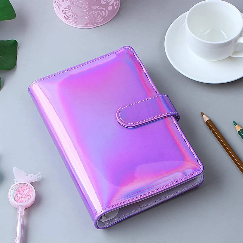 

A6 Pu Leather Notebook Binder Cover, 6 Ring A6 Binder Budget Cash Envelopes,Planner Travel Journal Binder Cover