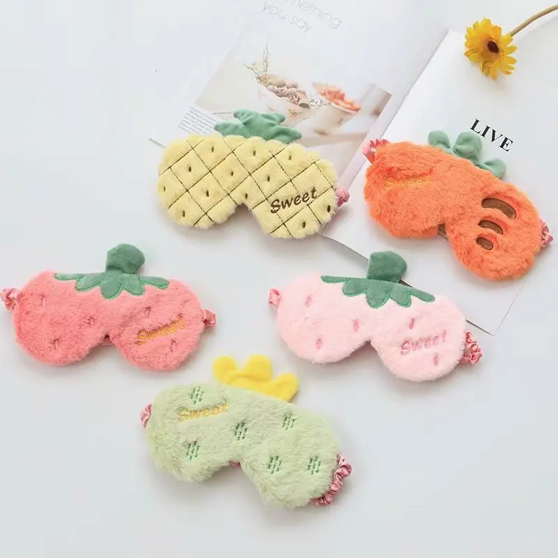 

Sleeping Eye Mask Winter Cartoon 3d Fruit Cute Plush Eye Shade Cover Eyeshade Relax Suitable Travel Home Party Gift