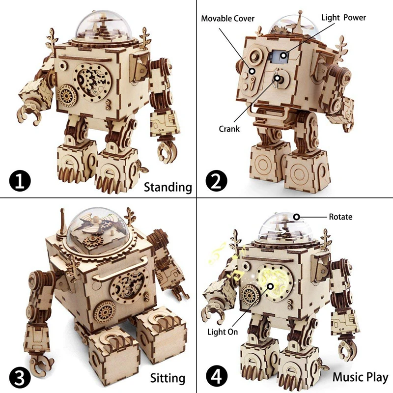 Robotime 5 видов вентилятор вращающийся Деревянный DIY стимпанк модель здания Наборы Ассамблеи игрушка в подарок для детей и взрослых AM601