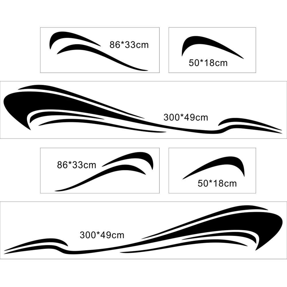 

6Pcs/Set BK Universal Car Body Door Waterproof Stripe Pattern Sticker Decal