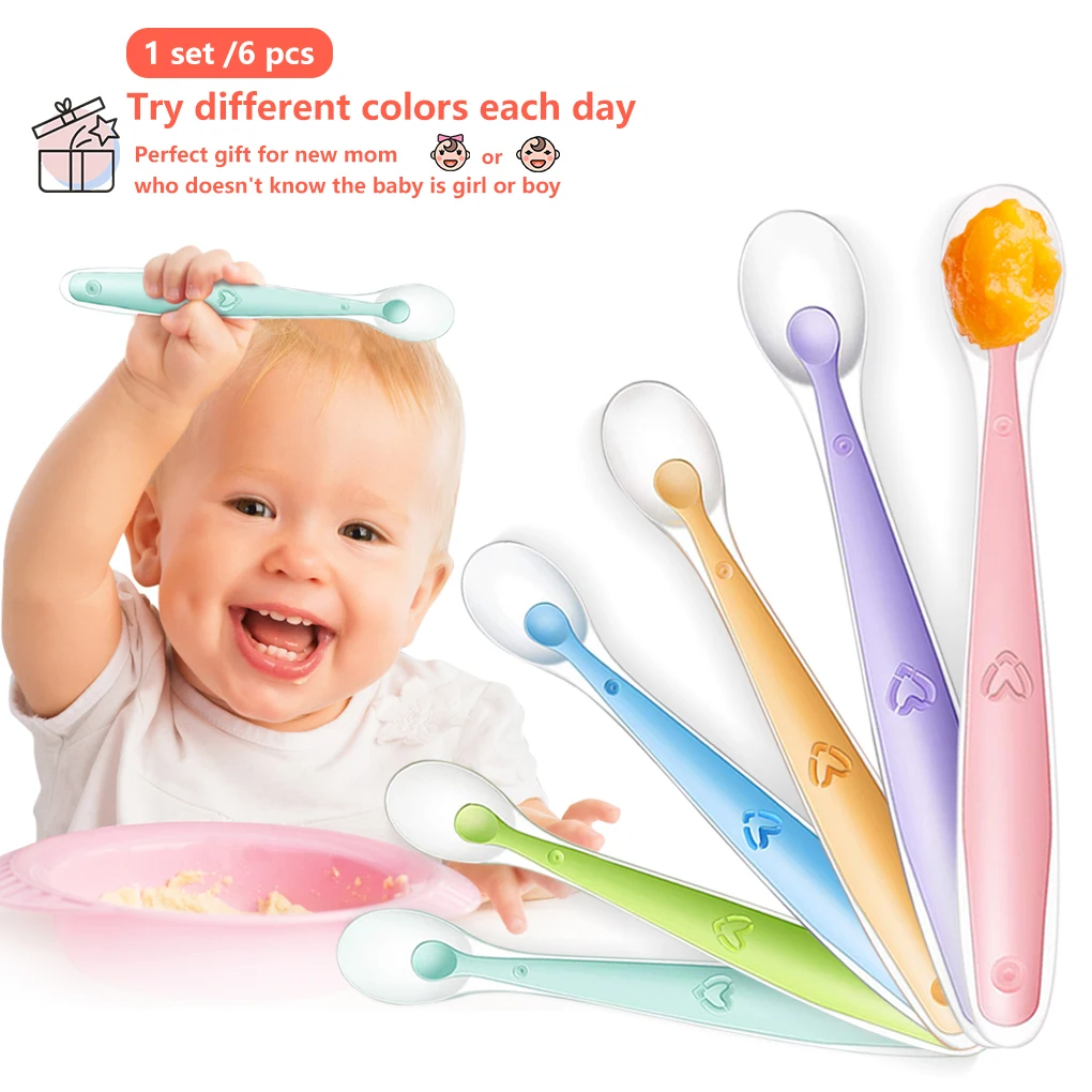 

1 set Baby Silicone Soft Spoon Training Feeding Spoons with box Tableware for Children kid Infants Sensing solid feeding Cutlery