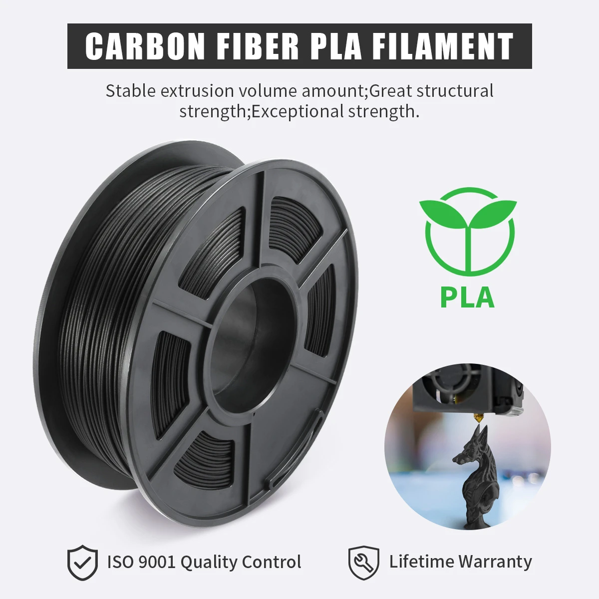 Нить PLA из углеродного волокна 3D FDM принтер аналогичная металлическая текстура 1