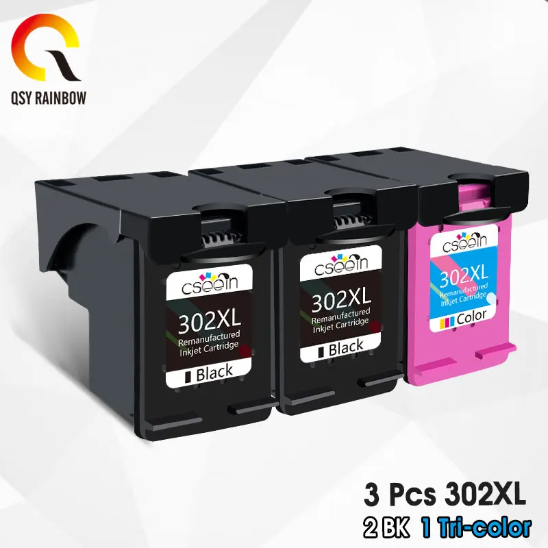 Qsyrainbow Hp302 xl Cartucho de Tinta Remanufaturados para hp 302 Cartucho de Tinta Deskjet 1110 1111 1112 2130 2131 4511 3833 5220 Cartuchos de tinta
