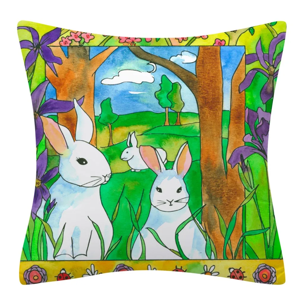 Чехол для Пасхальной подушки Ouneed наволочка с принтом кролика чехол из полиэстера