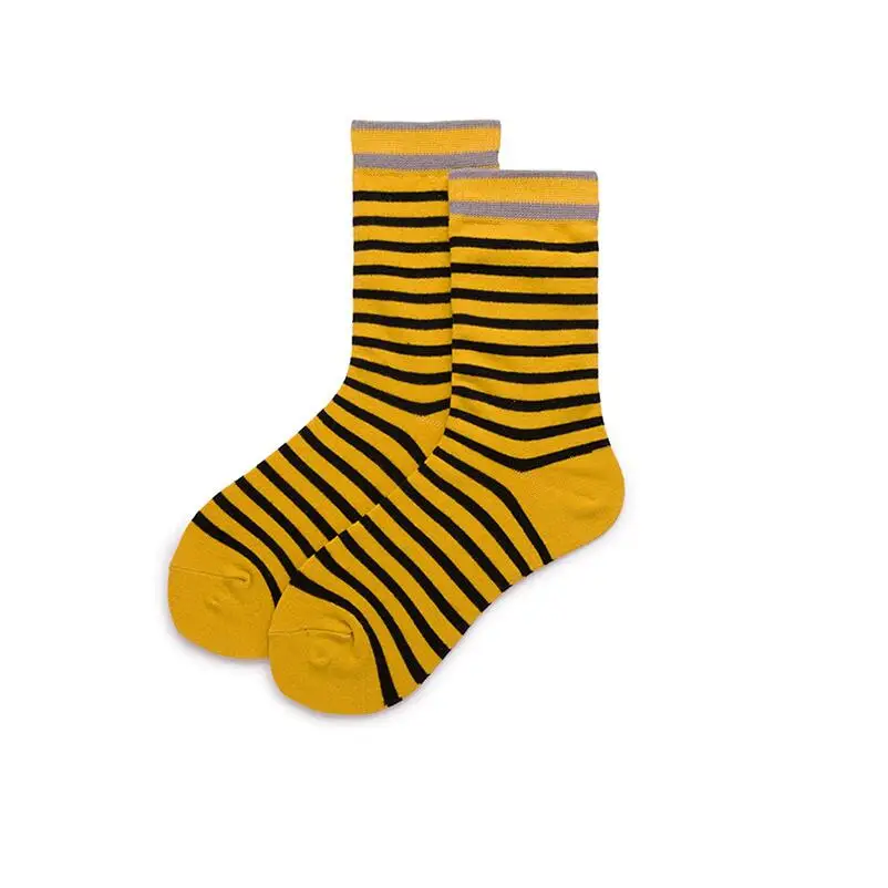 Women Men Solid Striped Cotton Sport Socks Ankle Sock Unisex Mustard Base Black Stripes Short Winter Socks 5 pairs/ lot AL203SC
