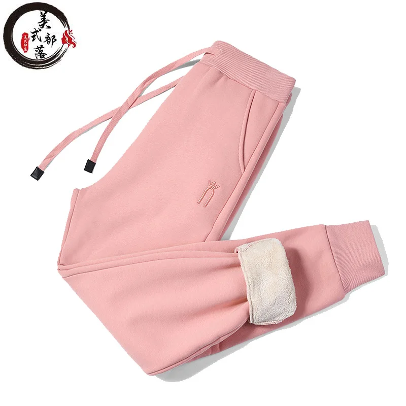 

Кашемировые тренировочные брюки, Женская Толстая свободная утягивающая теплая верхняя одежда с флисовой подкладкой и высокой талией для о...