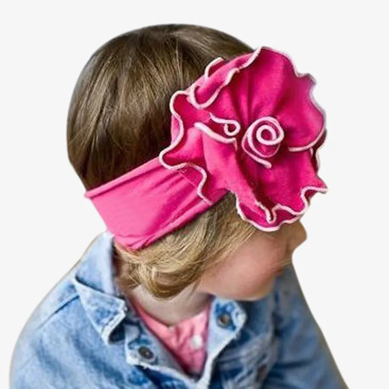 Милая повязка на голову с цветочным узором для маленьких девочек однотонная