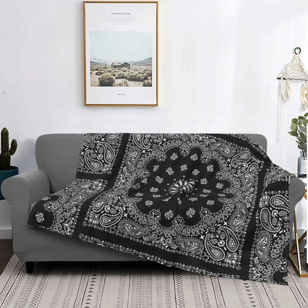 

Bandana Black Throw Blanket Cosiness For Home 3D Letters Convertible Sofa Baby Comforter Blanket Sofa Decorative