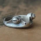 Кольцо с лягушкой женское в стиле ретро, регулируемое, артистичный дизайн, массивное серебристое, 2021