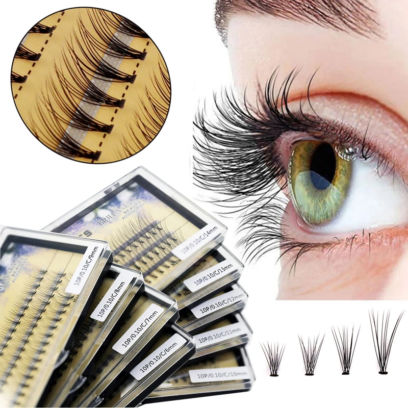 

False Eyelashes Faux Mink 0.10mm C Curly 60 Cluster Individual Grafting Knotted Flare Cluster Ultra Thick Lashes Makeup Beauty