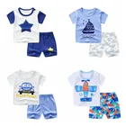Брендовая рубашка для мальчиков Комплекты летней одежды для малышей футболка с короткими рукавами для маленьких девочек, футболка + штаны От 0 до 6 лет, Детский комплект, хлопковый детский костюмчик спортивный костюм для маленьких детей