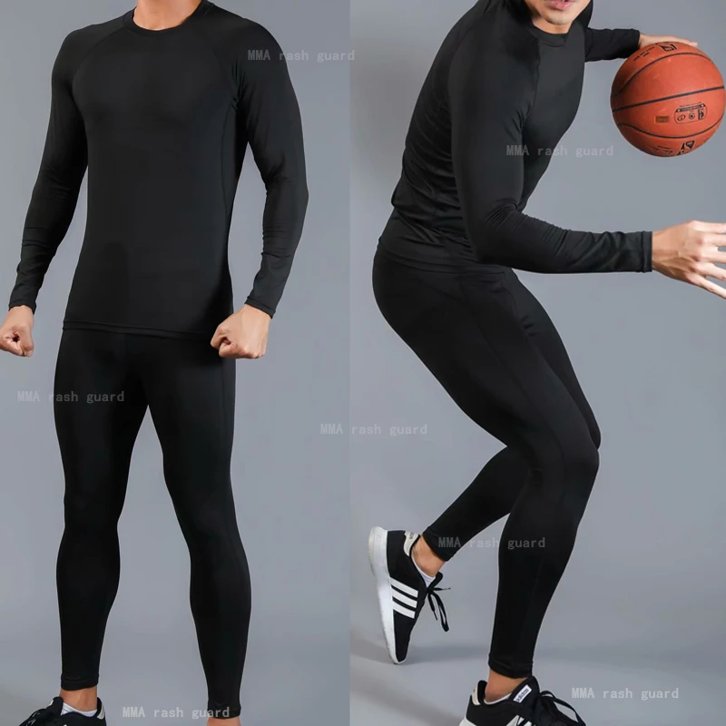 

New Men's Compression Sports Underwear Sportswear Tights Winter Warm Jogging Suit Rash Guard Male Long Johns Brand Men Clothing