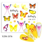 4 шт.лот наклейка для ногтей в виде бабочки, цветок, лист, водная наклейка, Переводные Слайдеры для ногтей, летняя татуировка, дизайн ногтей, декоративный наконечник