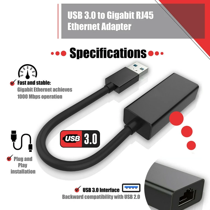 Сетевой адаптер USB 3 0 Gigabit Ethernet LAN RJ45 1000 Мбит/с для Windows PC Mac|Сетевые адаптеры c
