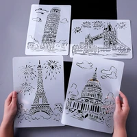 1pc architecture series painting template diy coloring embossing stencils theme city a4 lace ruler decor office school supplies