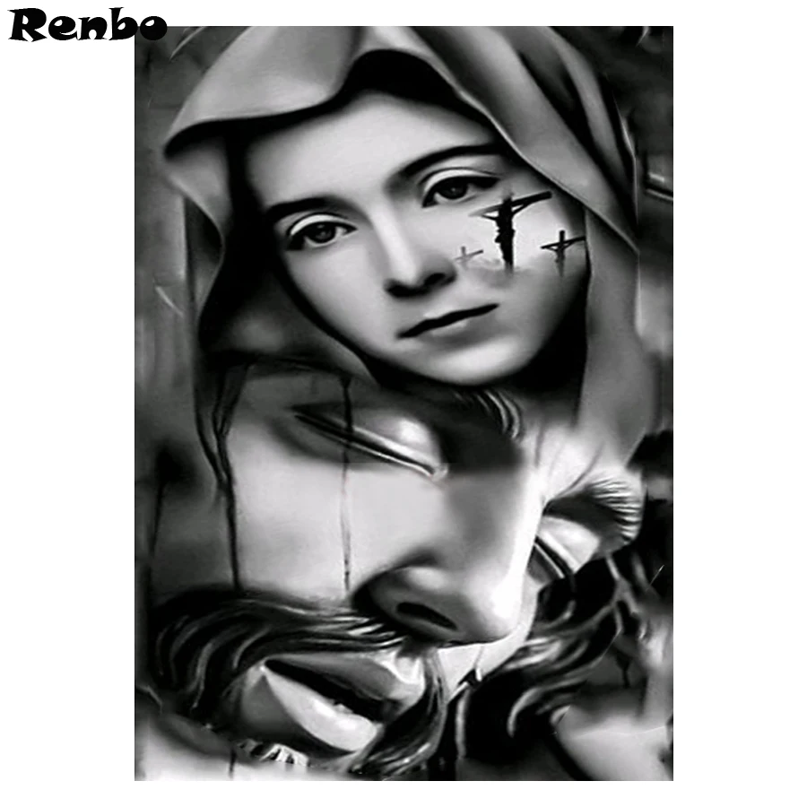 5d алмазная живопись сделай сам Дева Мария и Иисус полностью квадратная круглая