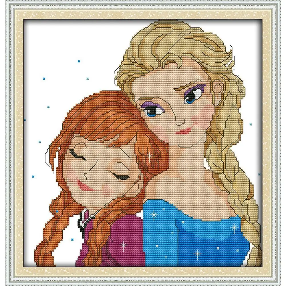 

Everlasting Love Christmas Two Beautiful Girls Ecological Cotton Chinese Cross Stitch Kits Counted Stamped Store Sales Promotion