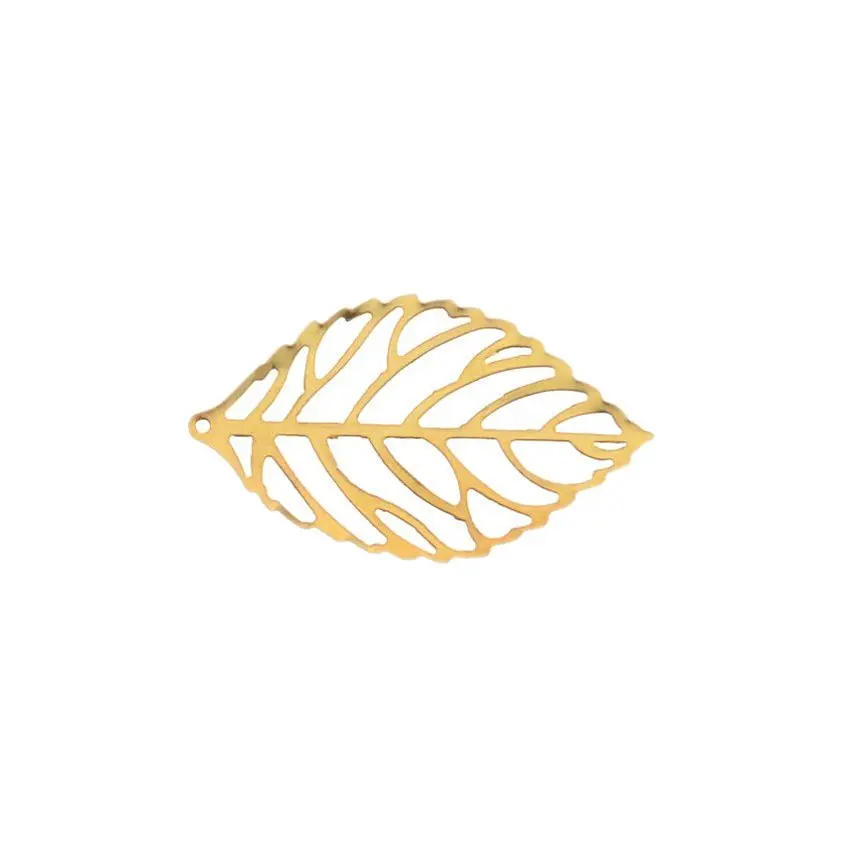 Бесплатная доставка, розничная продажа, 10 шт., золотой тон, филигранный лист, фурнитура, соединитель, металлические изделия для украшения, DIY Подвески, 26x44 мм, F0369