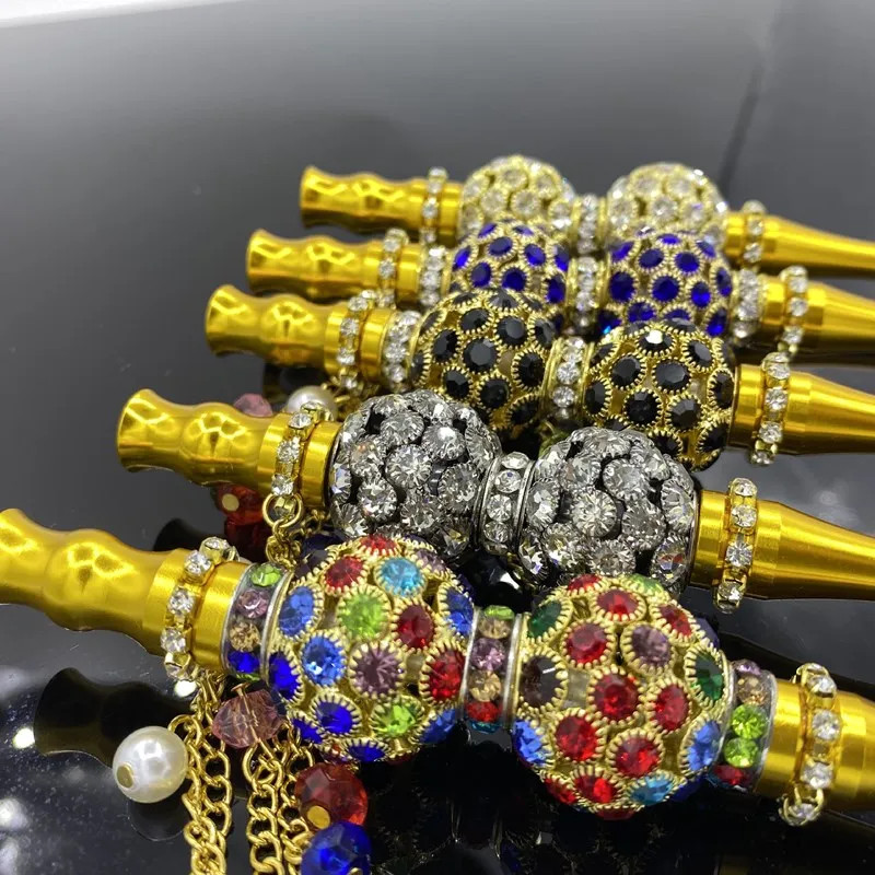 

5Pcs/Lot Hookah Tips with Rhinestones Inlaid Jewelry Ball Shisha Hookah Alloy Blunt Holder Filter Mouthpiece Handmade Wholesale