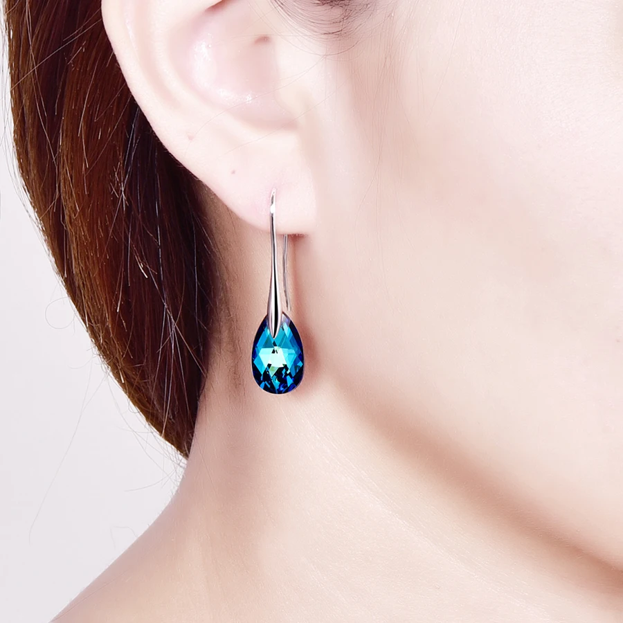Серьги-капли воды для женщин новые модные Кристаллы от SWAROVSKI серебряный цвет кулон серьги-капельки с имитацией листьев ювелирные изделия подарок для девочки
