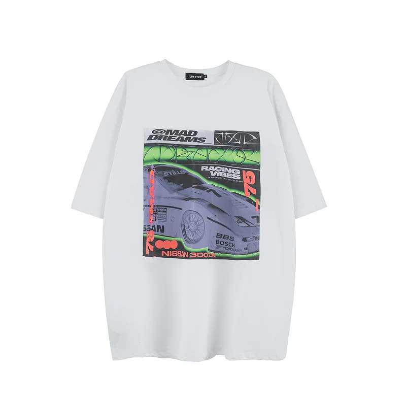

2021 Retro High Street Printed Loose Short-Sleeved T-shirt Ins Depressed Harajuku Couple Hip Hop American Street Top Fashion