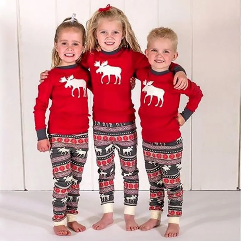 Рождественский пижамный комплект для женщин мужчин родителей и детей одежды сна