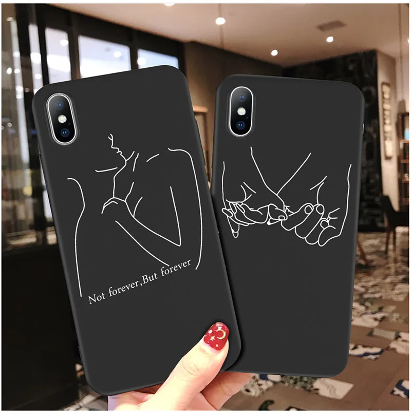 Чехол для телефона для iPhone X XR XS 11 Pro Max 6 6s 7 8 Plus, абстрактное искусство, пара, любовь, сердце, рисунок, мягкий ТПУ Черный чехол