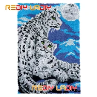 latch hook kits snow leopard diy carpet rug needlework plush wall hanging chunky yarn art crocheted floor mat hobby crafts