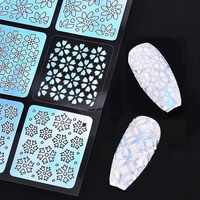 12 style nail vinyls hollow irregular grid nail art transfer stickers stencil stripe line 3d manicure tips diy decorations tool