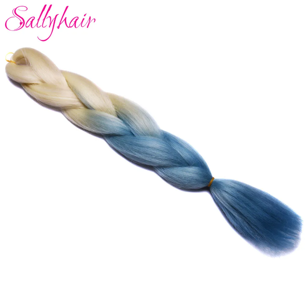 Sallyhair, 24 дюйма, Омбре, плетение волос, 2 тона, черный, винно-красный цвет, огромные косички, высокотемпературное волокно, синтетические волосы для наращивания - Цвет: T1B/33