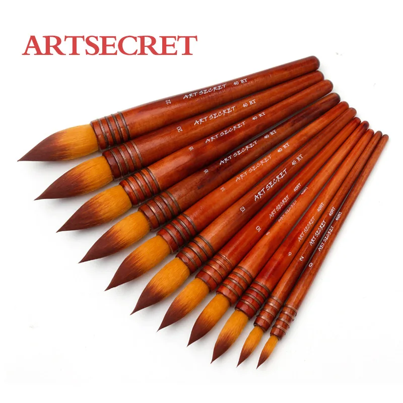 

ArtSecret Free Shipping Watercolor Acrylic Brush 40RT Yellow Fat Round Head Soft Fur Anti-Drop Hair For Professional Painter