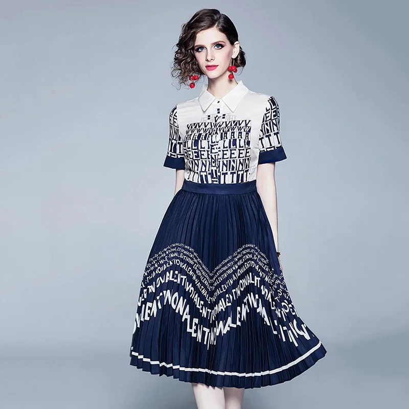 Летнее винтажное женское платье с коротким рукавом и буквенным принтом цветными