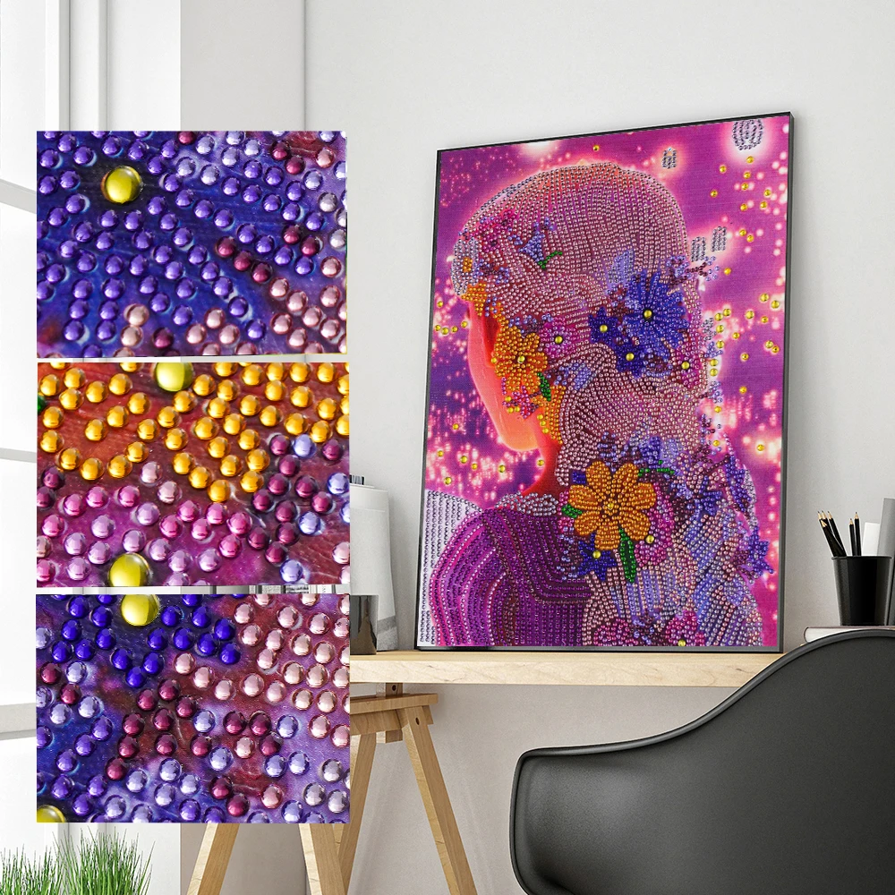 

JIEME 5D Diamond Painting Girl Figure Special Shaped Drill Cross Stitch Full Diamond Embroidery Home Decoration Gift