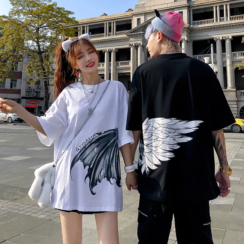 Прямая поставка Футболка с принтом Крылья Ангела для мужчин и женщин летняя