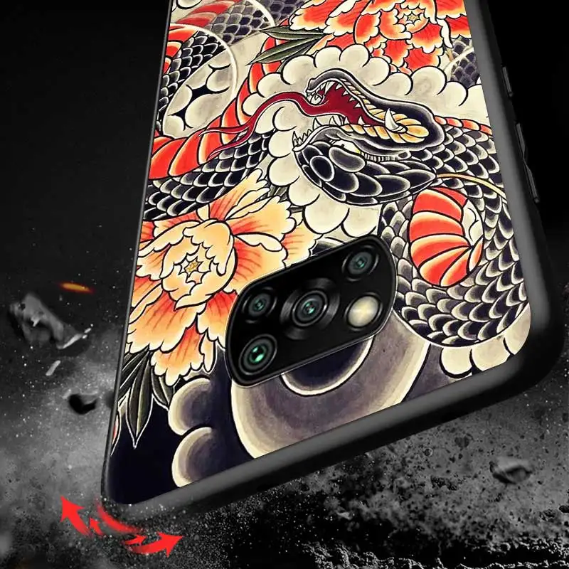 

Snake illustration For Xiaomi Redmi K30 K30S Mi 10T Lite Pro Poco X3 NFC X2 M3 M2 F2 Pro C3 F1 Black Phone Case