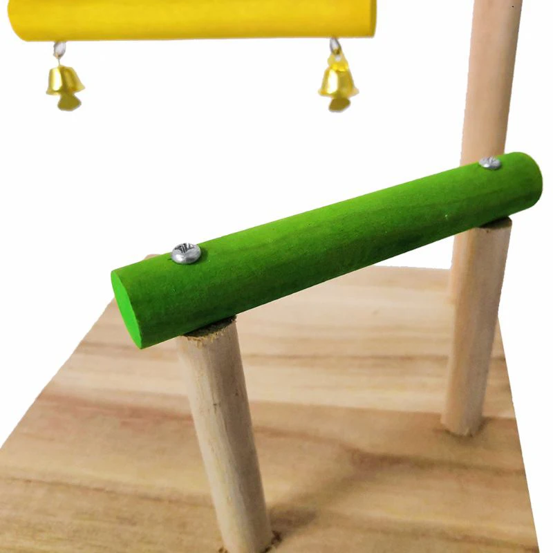 

Parrot Swing Hanging Bell Wooden Toy Bird Perch Bracket Bar Beads Pet Cage Decoration Colorful Toys