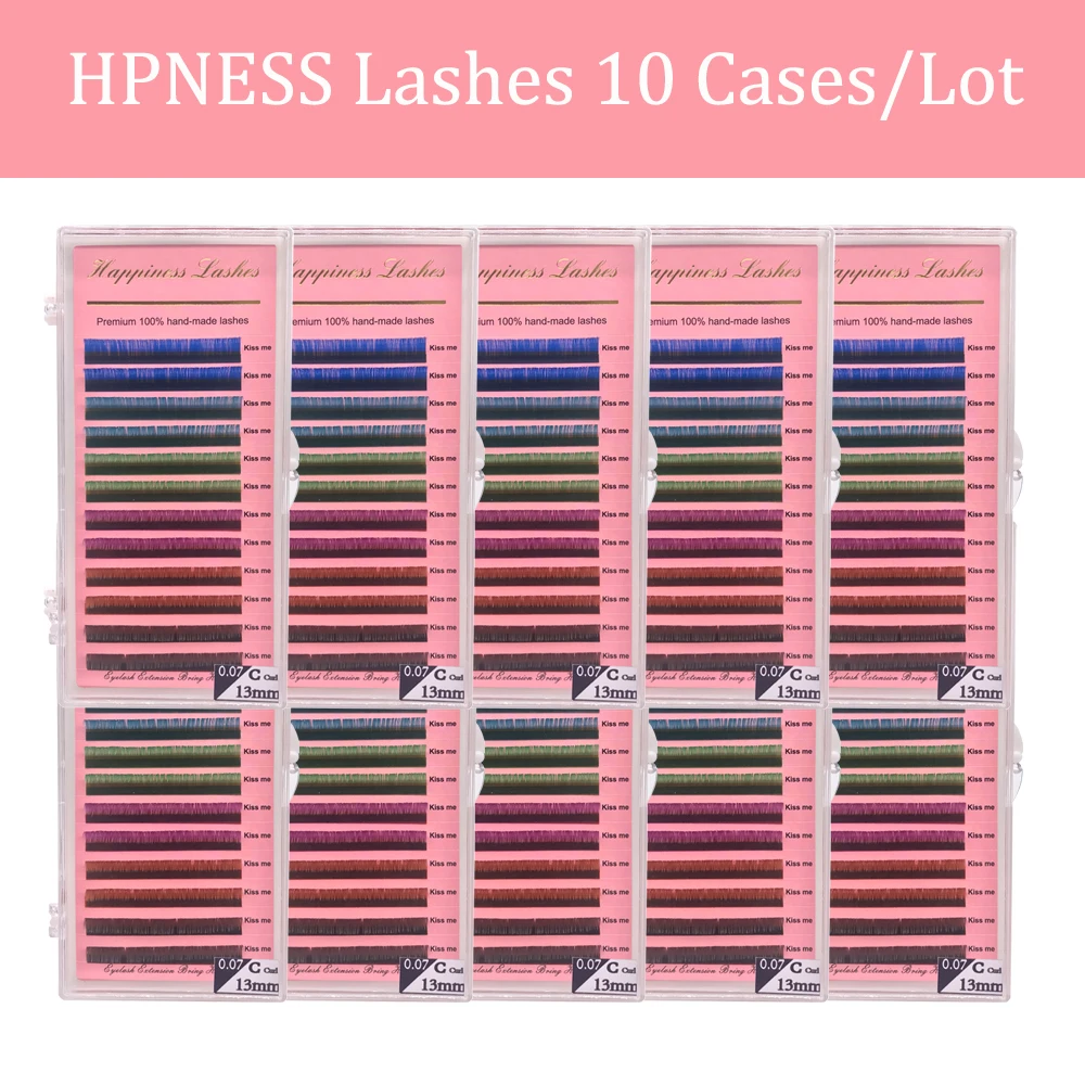 

Мягкие натуральные Индивидуальные 6 видов цветов радужные накладные ресницы 10 лотков 0,07 C/D Curl Премиум ресницы 100% ручная работа