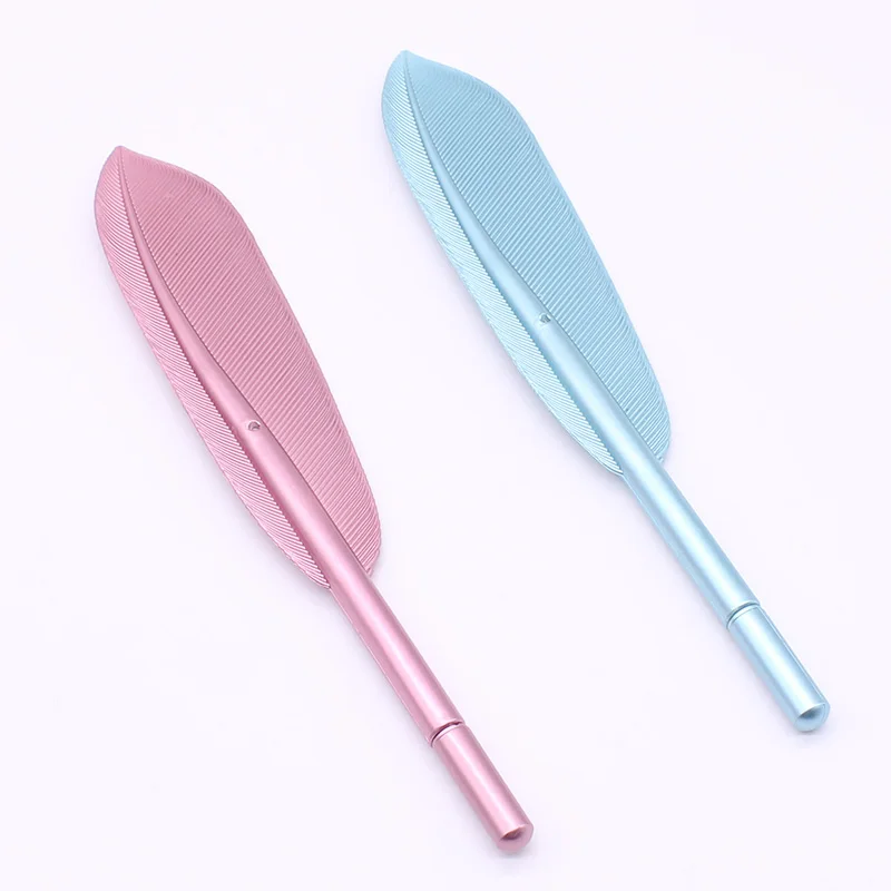 2PCS Pink and blue Красивые перьевые гелевые ручки 0,5 мм креативные каваи милые чернила для гелевой ручки ручка подарок школьные офисные принадлежности канцелярские принадлежности - Цвет: 2PCS Pink and blue