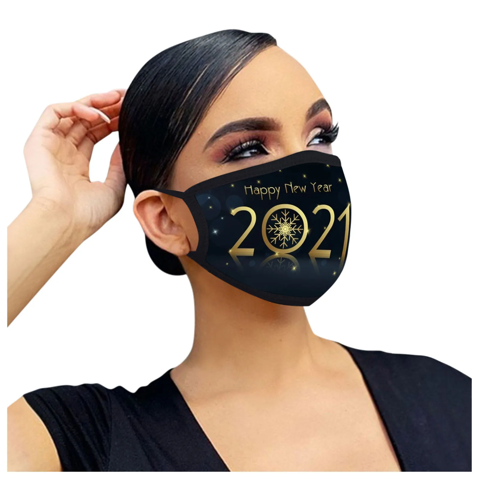 

1PC Masks Adult Protective Face Mask Fashion 2021 Happy New Years Print Mouth Cover Washable Reusable Masque Unisex Mascarillas